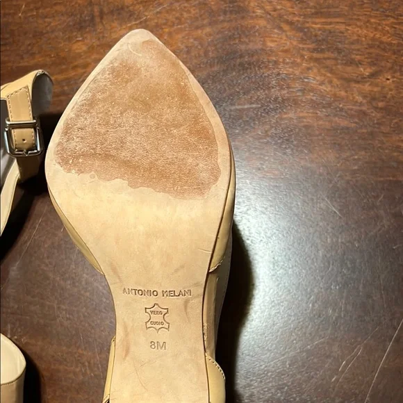 ANTONIO MELANI Tan Stiletto Heels with closed Pointed Toe - Picture 3 of 5